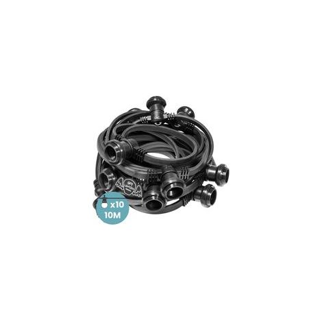 Guirlande lumineuse extérieure 10 m – 10 douilles E27 IP65 – Raccordable jusqu’à 100 m – Compatible LED (1/5)