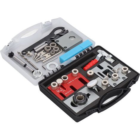 Guide de perçage à main en alliage d'aluminium, gabarit de chevilles pour menuiserie, kit de perçage précis avec gabarit de positionnement (1/5)