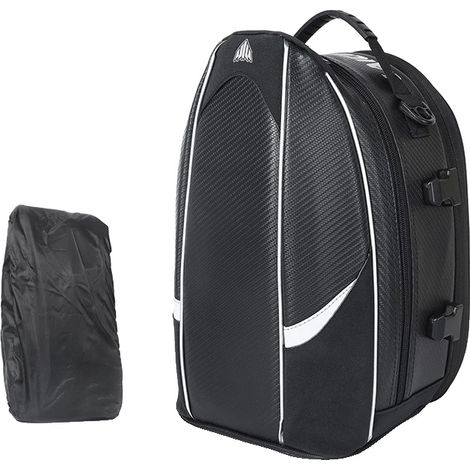 Borsa posteriore per moto, in tessuto impermeabile, con tracolla regolabile, nera, 37 x 21 x 17 cm (1/2)