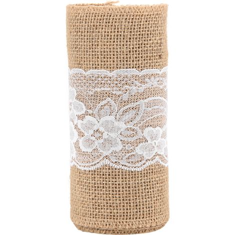 Ceinture en dentelle et toile de jute, ruban hessian, 2,7 m, à faire soi-même, pour décoration de mariage (1/5)