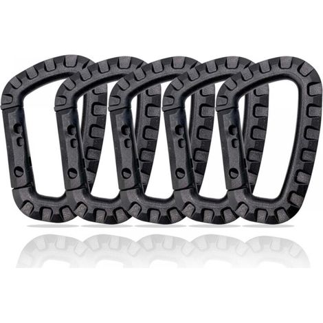 10er-Pack Kunststoff-Karabiner, taktische Karabiner, Militär-Karabiner, Kunststoff-Karabiner, robust und vielseitig in D-Form (1/4)