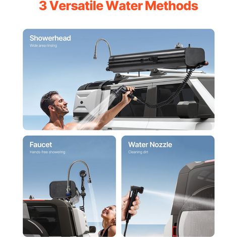 Réservoir d'eau pour galerie de toit, 15 L, réservoir d'eau sous pression pour douche de camping, 2 panneaux anti-éclaboussures, ra… (1/5)