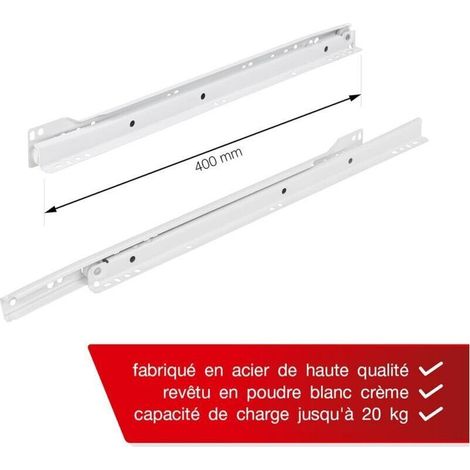 400-mm-Schubladenschienen – 2er-Pack (1 Paar), weiß, Teilauszugssystem – Einfache Montage (1/5)