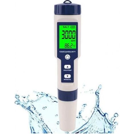 5 in 1 High Precision Salinity Tester for Salt Water, IP67 Waterproof Test Kit (1/5)