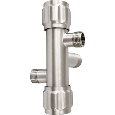 Balneo Robinet d'équerre trois voies à cartouche céramique modèle 5 - Inox AISI 304 - 1/2" x 3/8" x 3/8" (1/5)