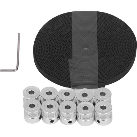 6-mm-Zahnriemen + 20-Zahn-Synchronzahnräder aus Aluminiumlegierung, Zahnradsatz für CNC-Maschinen und 3D-Drucker (1/5)