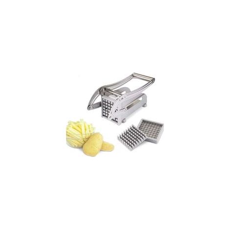 Coupe-frites professionnel en acier inoxydable – 2 lames interchangeables – Coupe uniforme pommes de terre et légumes – Facile à nettoyer (1/5)