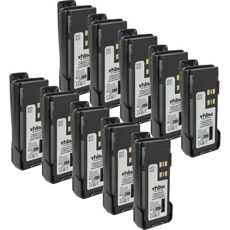 vhbw 10x Akku Ersatz für Motorola PMNN4417, PMNN4416, PMNN4416AR für Funkgerät, Walkie Talkie (3000 mAh, 7,2 V, Li-Ion) + Gürtelclip