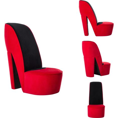 Stuhl in Stöckelschuh-Form Rot Samt - SamtstuhI - Lounge-Stuhl - Designerstuhl - Partystuhl - Auffälliger Stuhl (1/5)