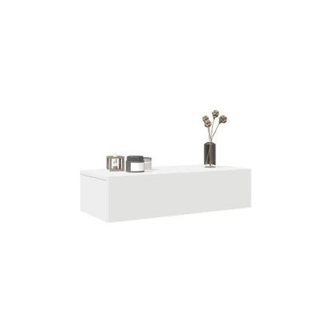 Étagère murale et tiroirs blanc 60x26,5x15 bois d'ingénierie (1/5)