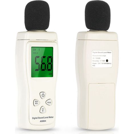 Numérique Sonomètre, Testeur de Décibels Numérique, Décibelmètre Professionnel 30-130dBA, Données Minimum/Maximum, Pile Faible, Écran LCD Rétro-éclairé, Arrêt Automatique, pour Maison Bureau L'usine (1/4)