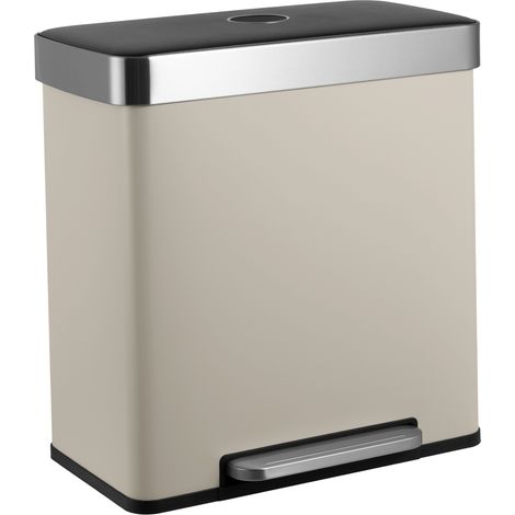 SVITA LT2X30 Poubelle 60l poubelle à pédale 2 compartiments avec couvercle taupe (1/5)
