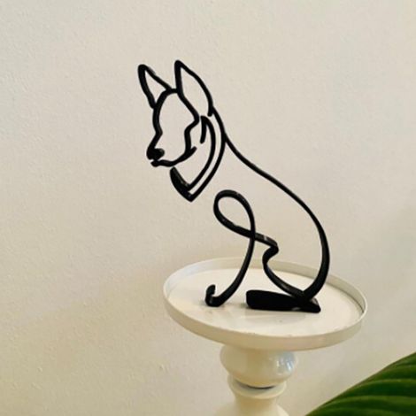 Sculpture Chien - Décoration Métallique Minimaliste - Bureau Maison Bureau - 1 Pièce (1/2)