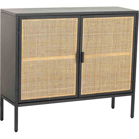 Aparador de metal y madera 2 puertas, negro100x32x85h cm (1/5)