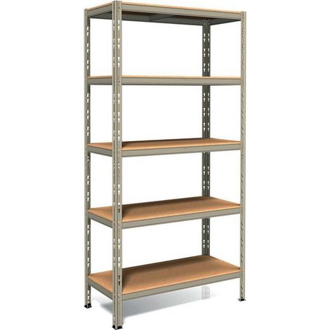 Scaffalatura in Metallo 5 Ripiani Legno 90x40 Modulare Scaffali Rinforzati (1/4)