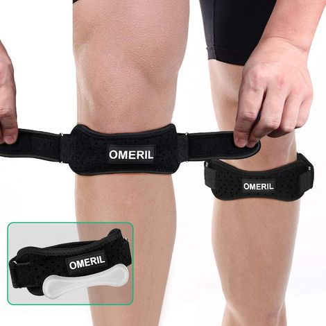 Ensemble de 2 orthèses pour douleurs au genou, Omeril, Tissu, Insert en silicone, OneSize, polyvalent et pratique (1/4)