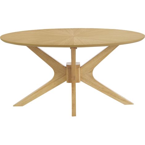 Tavolino basso ovale in legno chiaro di quercia L90 cm DIELLI (1/4)