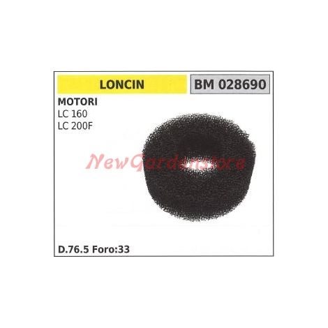 Filtro aria in spugna LONCIN motore trattorino rasaerba LC 160 200F 028690