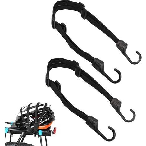2 Pièces Sangle de Bagage avec Crochet pour Velo Moto, Rétractable élastique Casque Sangles, Tendeur vélo, Tendeur Plat avec Crochets, Sangle Bagage Elastique (Noir) (1/5)