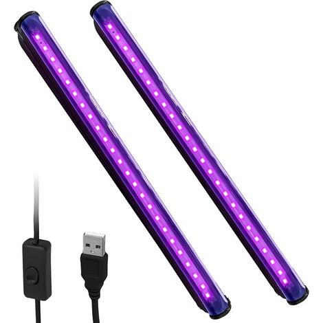 2 Pièces Barres De Lumière Noire, Lumière Noire Portable, Uv Led Tube Lumière Noire Lampe Violette Led Uv Tube Avec Prise Pour Soirée, Peinture Fluo, Aquarium,Affiche Fluorescente (1/5)
