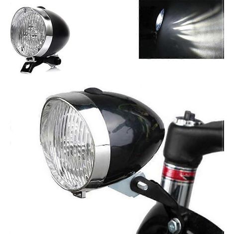 Lampe de vélo LED rétro, éclairage avant pour bicyclette classique, feu de nuit sécurité, accessoire vélo vintage, projecteur avant lumineux pour cyclisme, phare LED rétro avec fixation, éclairage noc (1/5)