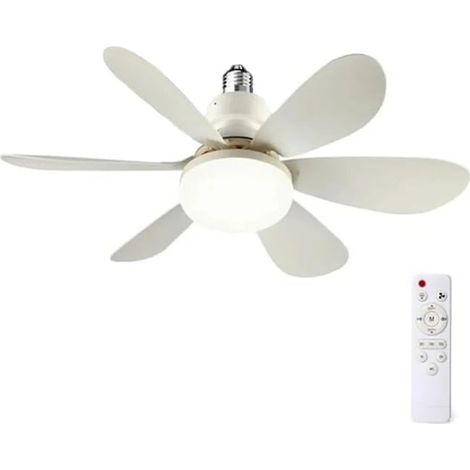 Ventilateur de plafond avec ampoule LED, puissance 40 W, télécommande, dimensions 52 x 20 cm, couleur blanche (1/5)