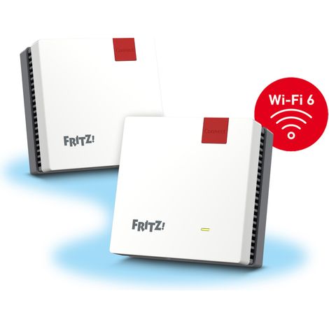 Mesh Set FRITZMESH SET 1600 2-PACK EDITION INTERNATIONAL Dual-Band (2,4 GHz/5 GHz) Wi-Fi 6 (802.11ax) Rot, Weiß Intern