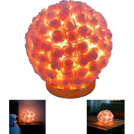 Rosenförmige Tischleuchte, LED-Lampe in Rosenform, kugelförmig, USB-betrieben, drei Farbmodi mit einstellbarer Helligkeit.