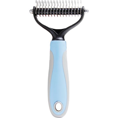 Brosse à poils longs pour chien et chat pour le toilettage et l'entretien de tous vos animaux. Avec lames double déroulement, bleu, 179cm (1/5)