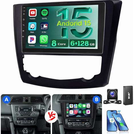 Android 15 Carplay Autoradio GPS WiFi BT Pour Renault Kadjar 2015-2022 6+128G DAB CAM