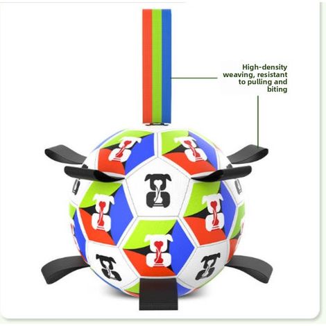 Balle pour chien avec sangles jouet chien interactif balle de football pour chien résistante aux morsures jeu de tir à la corde 18 cm (1/5)