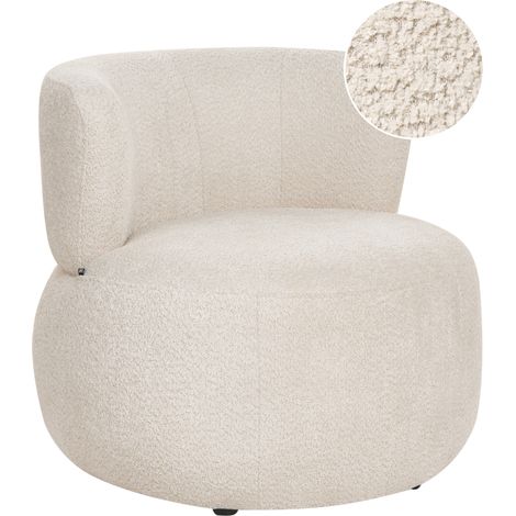 Sillón tapizado en chenilla con respaldo curvo asiento moderno escandinavo beige claro Volda (1/5)
