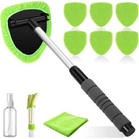Nettoyant pour Pare-Brise,Nettoyage Pare Brise Kit,6 Nouveau Chiffons torsadés, Nettoyage de Pare-Brise avec Poignée Télescopique Kit d'Essuie-Glace Intérieur Automatique (1/5)