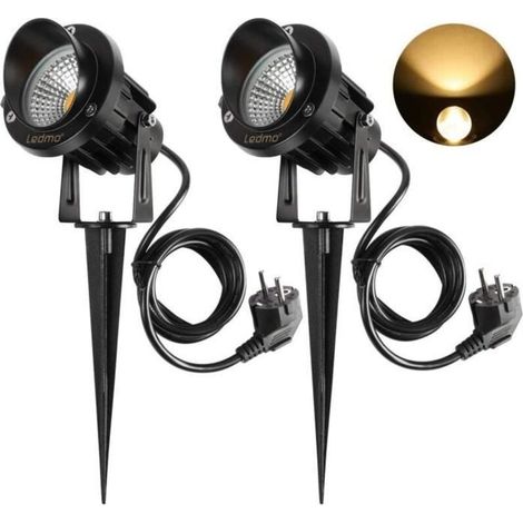 Juego de 2 focos LED para exteriores, luces LED para jardín de 9 W, 900 lm, blanco (3000 K), resistente al agua IP65.