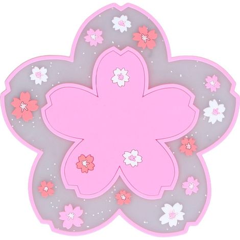 Sous-verre PVC élégant anti-dérapant 11,5 cm - Isolation thermique durable - Style Sakura rose pour tasses et verres (1/5)
