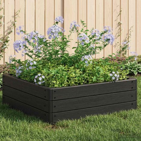 Lit surélevé de jardin en PP noir avec piquets et bordures 75,5 x 75,5 x 25 cm - PANGIVO (1/5)