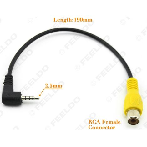 Fiche TRS 2,5 mm insérée dans un adaptateur RCA - Entrée vidéo GPS