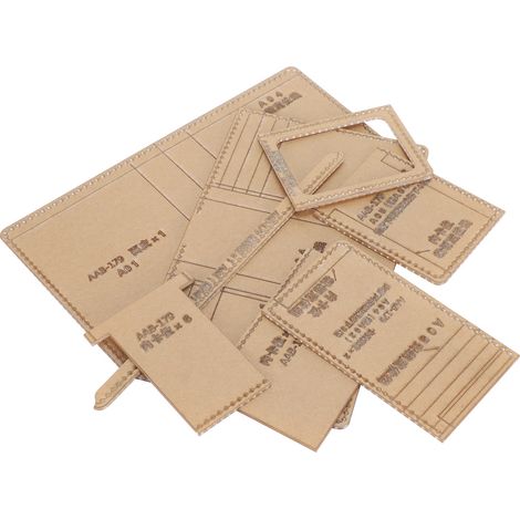 8-teilige Acryl-Schablone für kurze Geldbörsen mit mehreren Fächern, Formwerkzeuge und Werkzeuge zur Herstellung handgefertigter Ledermuster. (1/5)