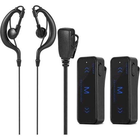 Due mini walkie talkie 400/470 MHz, radio bidirezionale da 3 W con cuffie a cancellazione di rumore USB-Crezuo