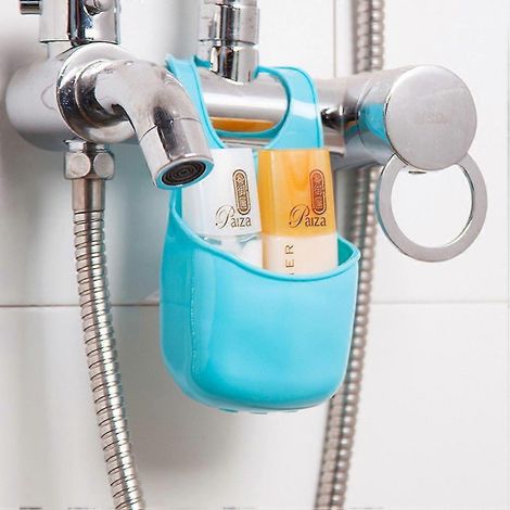 Égouttoir suspendu réglable pour évier, porte-éponge et panier égouttoir pour cuisine et salle de bain, gris-bleu (1/5)