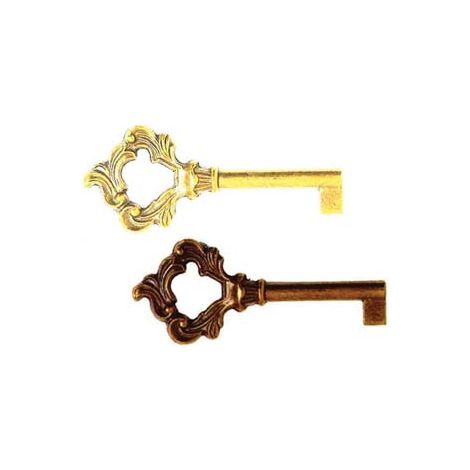 CHIAVI PER MOBILI BAROCCO IN ZAMA- - mm.74 lunghezza gambo mm.35 - oro lucido - 5 pezzi