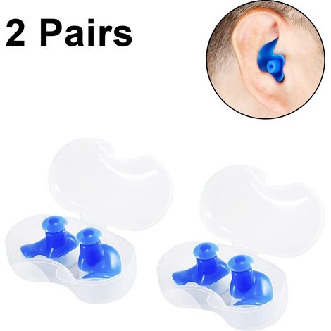 Tapones para los oídos para nadar, paquete de 2, impermeables y reutilizables, de silicona, para niños. (1/4)