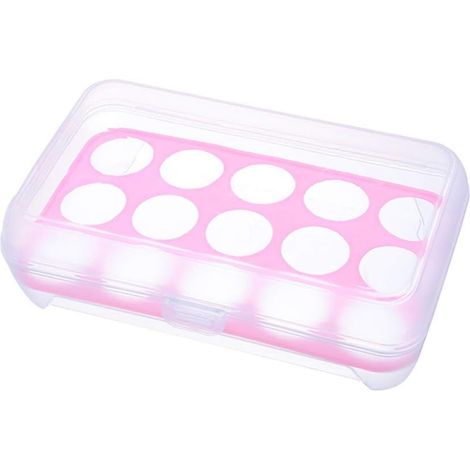 Lot de 1 boîte de rangement transparente rose pour œufs, adaptée au réfrigérateur.-AquaForge (1/5)