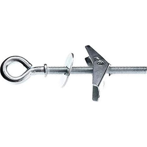 Cheville à ressort avec Piton, 5mm x 60mm, 32mm Parois Maxi, Gris, Boîte de 50