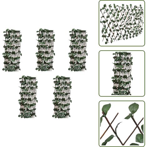 Valla de enrejado - vidaXL Vallas enrejadas de sauce 5 uds hojas artificiales 180x60 cm - Valla para mascotas
