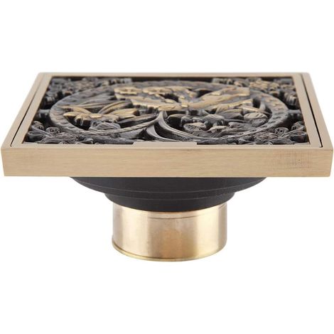 Scarico a pavimento da 10 cm, scarico per bagno in ottone anticato, scarico per bagno (1/5)