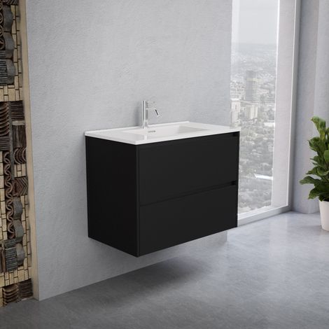 Inda - Meuble de salle de bain 2 tiroirs L.80 avec vasque (1/5)