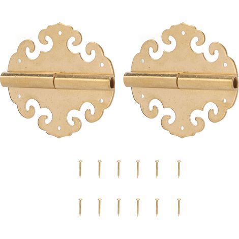 Charnières de porte vintage, durables, finition laiton brillant, style antique classique, charnières de porte d'armoire dorées universelles, convenant aux portes d'armoires et de coffres. (1/5)