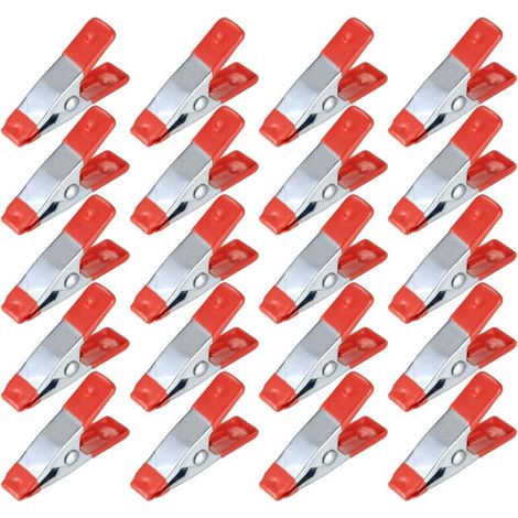 20 pinces à ressort métalliques de 5 cm (2 pouces), robustes et munies d'une tête adhésive, idéales pour le travail du bois, le camping, la rénovation et la photographie. Couleur : rouge. (1/5)