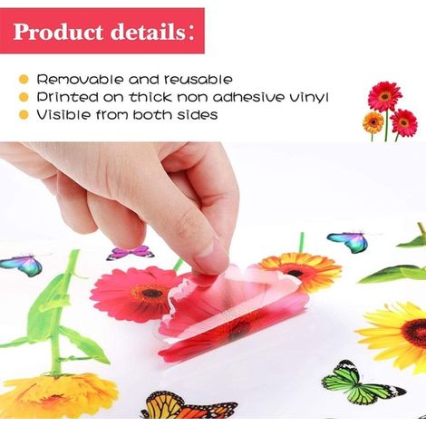 9 stickers de fleurs papillons électrostatiques pour vitre, simulation réaliste, petit format, pack de 9, adhésif sans colle, décoration précoce KLB (1/4)